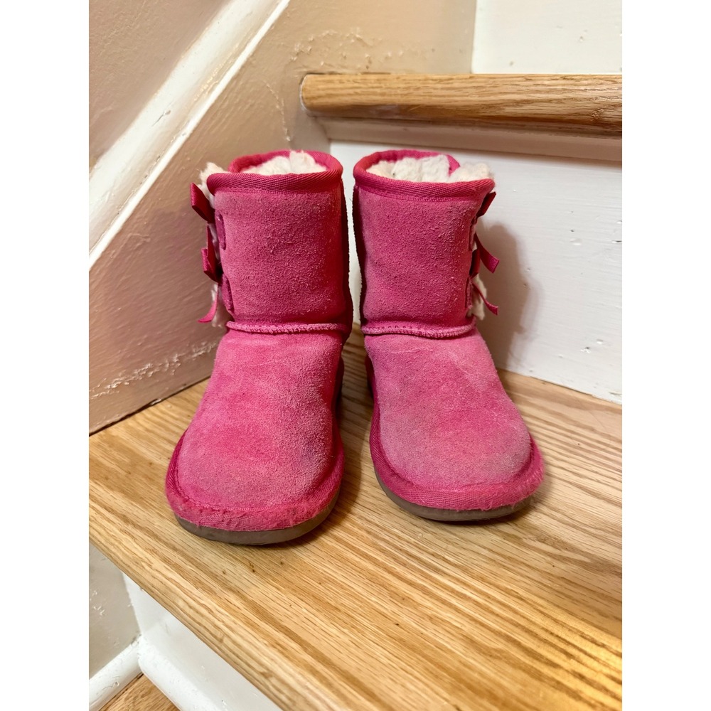 Koolaburra by UGG Victoria Pink Suede Bow Boots Toddler Kids Size 7 - Picture 5 of 8